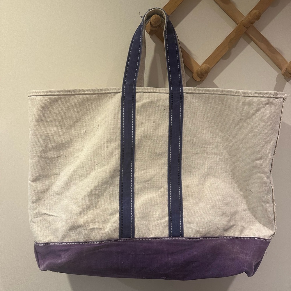Vintage 1980s L.L. Bean Boat and Tote with Zig Zag Crinkle Tag
